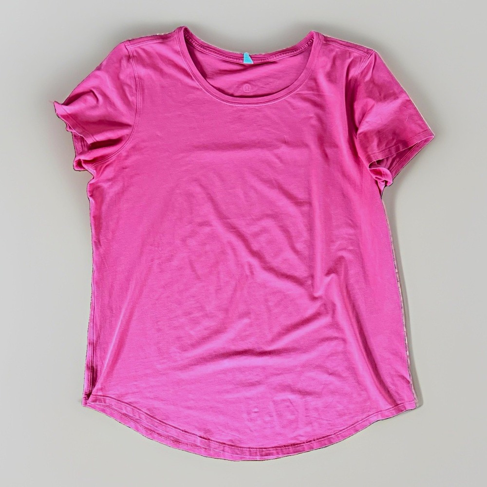 Women's Lululemon Coral pink Solid Knit Scoop Neck Short Sleeve Pullover T-Shirt